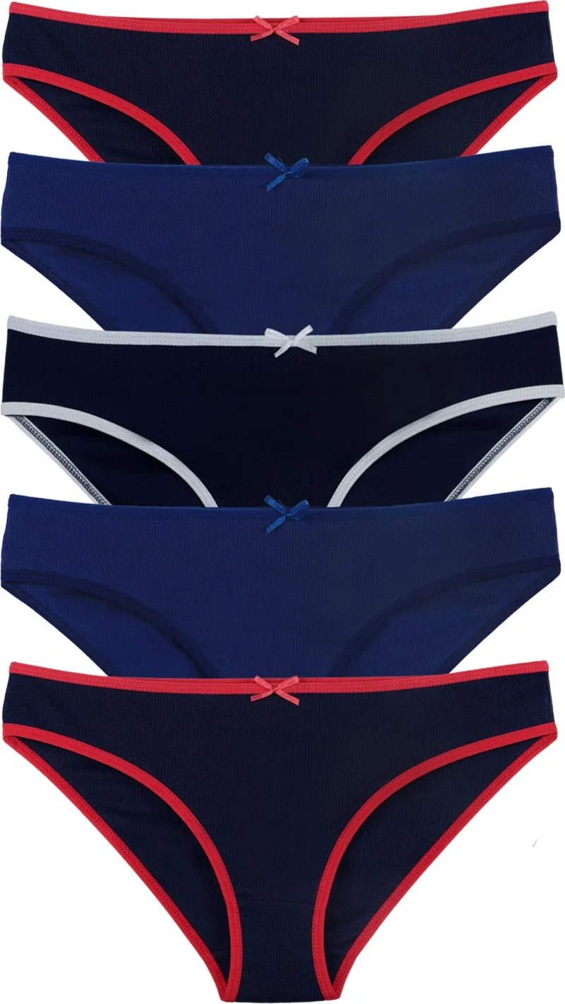سينسو Women's Bikini Set of 5 Panties with Stripes - KTS1150