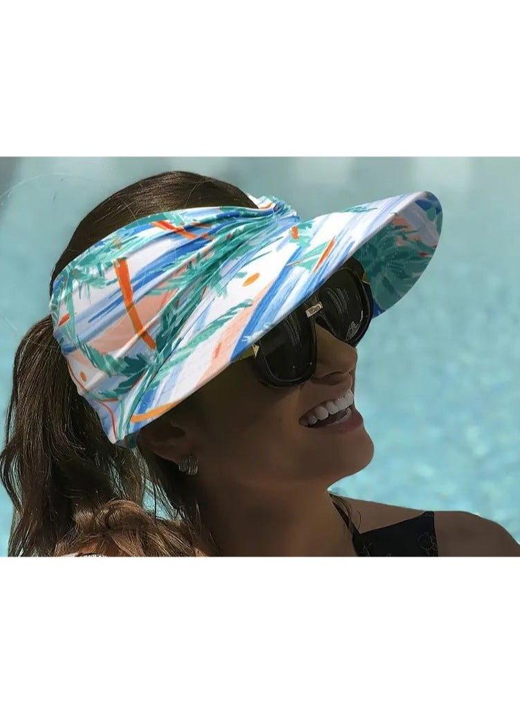 Goolsky Women's Summer Sun Hat With Wide Brim - Uv Protection, Breathable Polyester, Lightweight & Stretchy, Fashion Print Design For Outdoor Activities  - Image 1