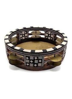 Generic Oriental Vintage Wooden Tambourine Riq Set with Goat-skin Heads & Jingles - 3 Pieces  - Image 2