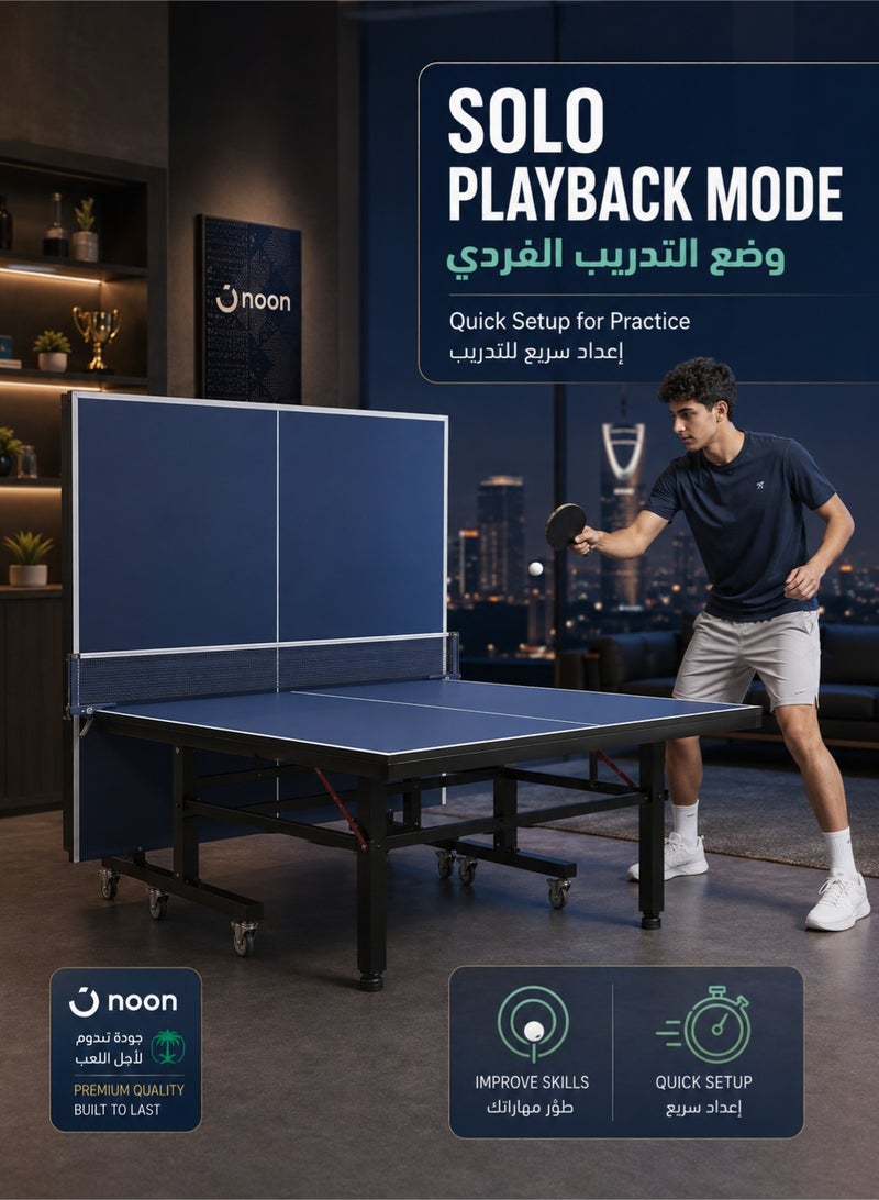 دنزوز طاولات تنس طاولة قابلة للطي احترافية ， جدول تنس مع شبكة ping pong Quick Clamp pong و post - مجموعة سهلة 10 دقيقة - طاولة ping pong مع وضع تشغيل لاعب واحد - Image 2