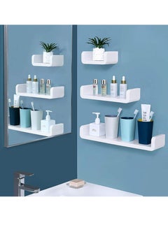 Hanayo Adhesive Floating Shelves Non-Drilling, Set of 3, Display Picture Ledge Shelf Book Shelf U Bathroom Shelf Organizer Shelf Wall Shelves for Home/Kitchen/Bathroom Storage(S+M+L)  - Image 3