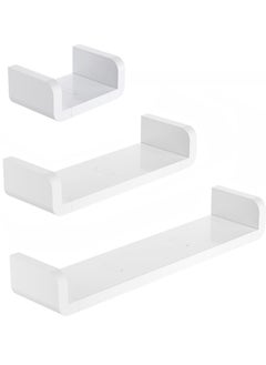 Hanayo Adhesive Floating Shelves Non-Drilling, Set of 3, Display Picture Ledge Shelf Book Shelf U Bathroom Shelf Organizer Shelf Wall Shelves for Home/Kitchen/Bathroom Storage(S+M+L)  - Image 1