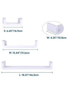 Hanayo Adhesive Floating Shelves Non-Drilling, Set of 3, Display Picture Ledge Shelf Book Shelf U Bathroom Shelf Organizer Shelf Wall Shelves for Home/Kitchen/Bathroom Storage(S+M+L)  - Image 2