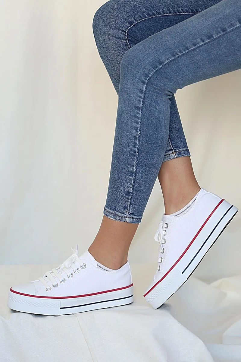 Pembe Potin Pink Potin Convers All Star Thick Sole Linen Women's Sneaker 10-9999-22
