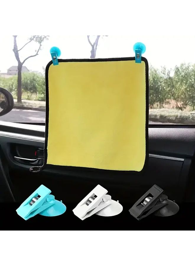 Black Car Suction Cup Clips 4 Pieces Durable Removable Holders For Sunshades Tissues - Image 1