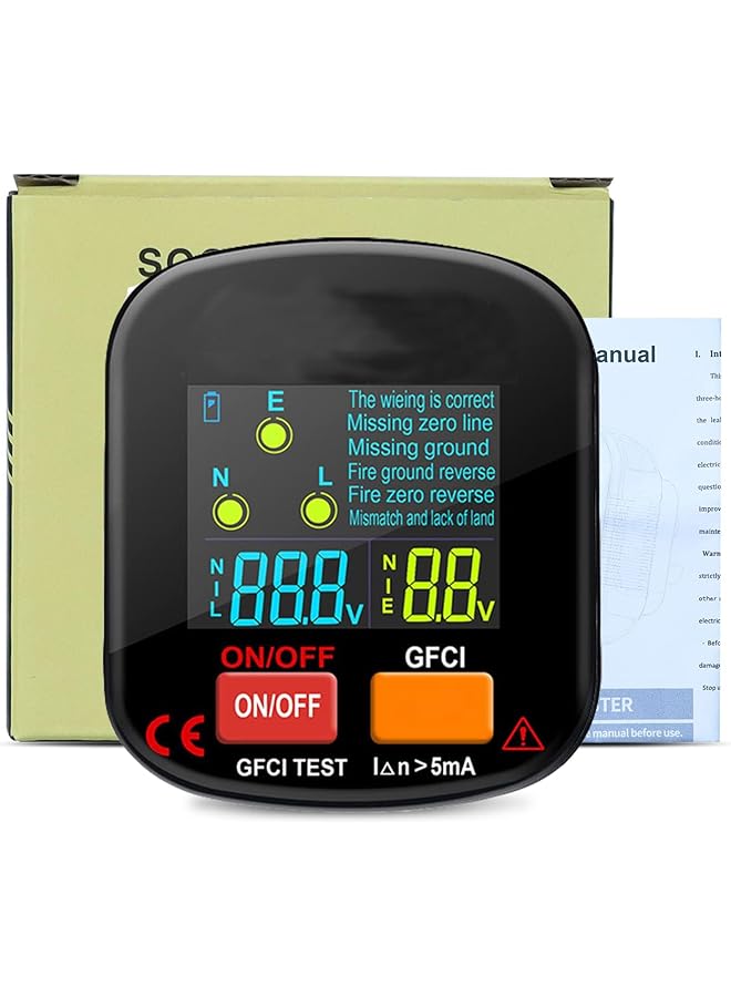 Excefore 90-130V Gfci Outlet Tester, Electrical Socket Tester, 3 Prong Receptacle Tester, Standard Electrical Socket Tester With Voltage Display, For Detecting Common Faults Of Wiring Problems - Image 4