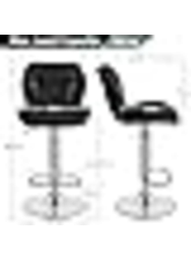 Markero Group Set of 2 Adjustable Swivel Bar Stools – Height-Adjustable PU Leather Chairs with Backrest, Perfect for Kitchen, Home Bar, or Restaurant – Black - Image 2