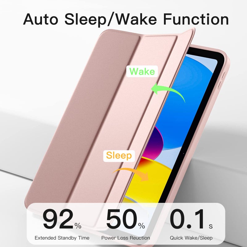 Dirrelo Compatible with iPad (A16) 11th Generation Case 11 Inch 2025 New, for iPad 10th Generation Case 10.9 Inch 2022, Trifold Stand Protective Cover with Pencil Holder, Auto Sleep/Wake, Rose Pink - Image 4