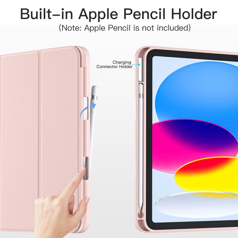 Dirrelo Compatible with iPad (A16) 11th Generation Case 11 Inch 2025 New, for iPad 10th Generation Case 10.9 Inch 2022, Trifold Stand Protective Cover with Pencil Holder, Auto Sleep/Wake, Rose Pink - Image 2
