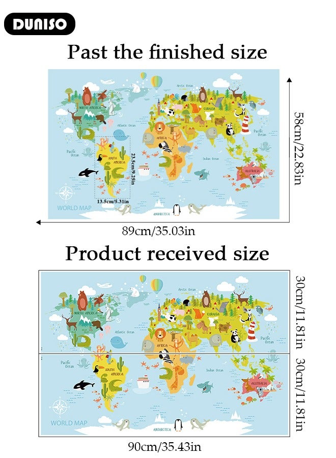 DUNISO 2 قطع ملصقات حائط خريطة عالم كرتونية ملصقات حائط ديكور منزلي ملصقات حائط لغرفة المعيشة وغرفة النوم - Image 4