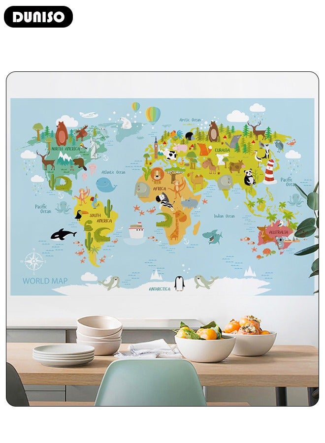 DUNISO 2 قطع ملصقات حائط خريطة عالم كرتونية ملصقات حائط ديكور منزلي ملصقات حائط لغرفة المعيشة وغرفة النوم - Image 5