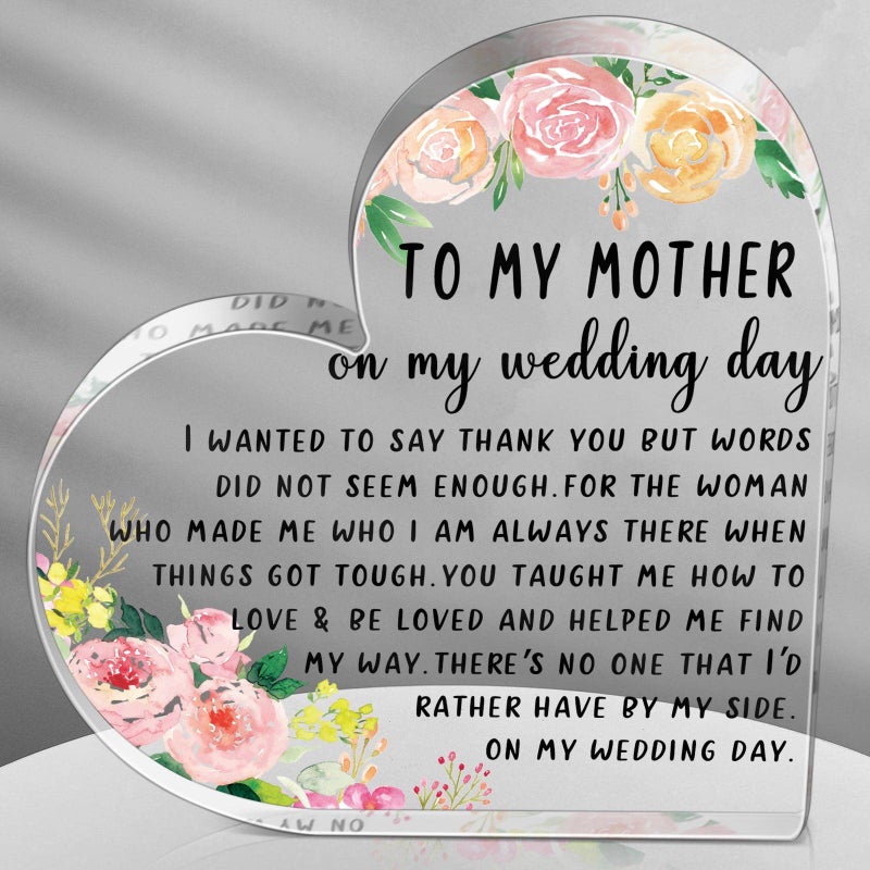 Chunful Chunful Gifts for Mother of the Bride Mother of the Bride Gifts from Daughter Thank You for Being the Best Mom Acrylic Heart Keepsake Wedding Gift from Daughter Thank You Gift(Flower)  - Image 1