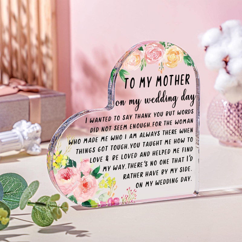 Chunful Chunful Gifts for Mother of the Bride Mother of the Bride Gifts from Daughter Thank You for Being the Best Mom Acrylic Heart Keepsake Wedding Gift from Daughter Thank You Gift(Flower)  - Image 5