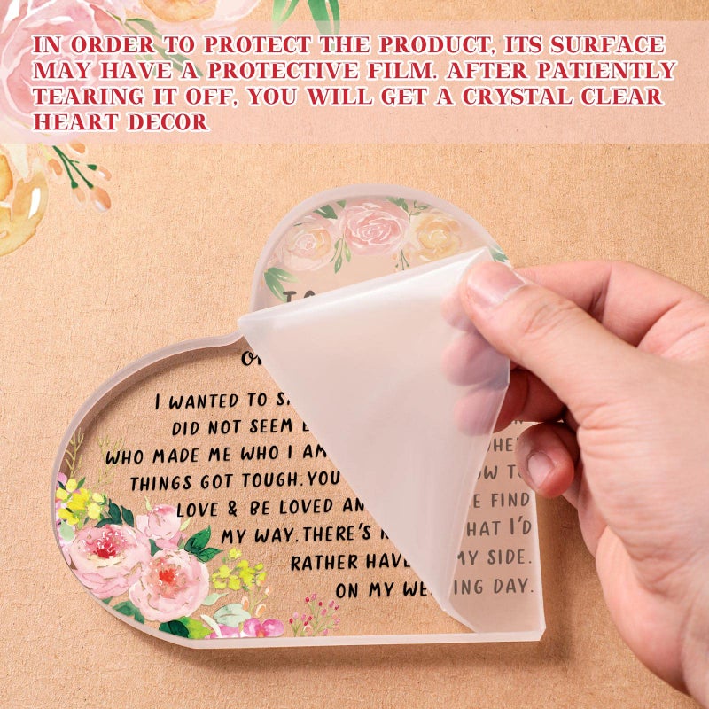 Chunful Chunful Gifts for Mother of the Bride Mother of the Bride Gifts from Daughter Thank You for Being the Best Mom Acrylic Heart Keepsake Wedding Gift from Daughter Thank You Gift(Flower)  - Image 4