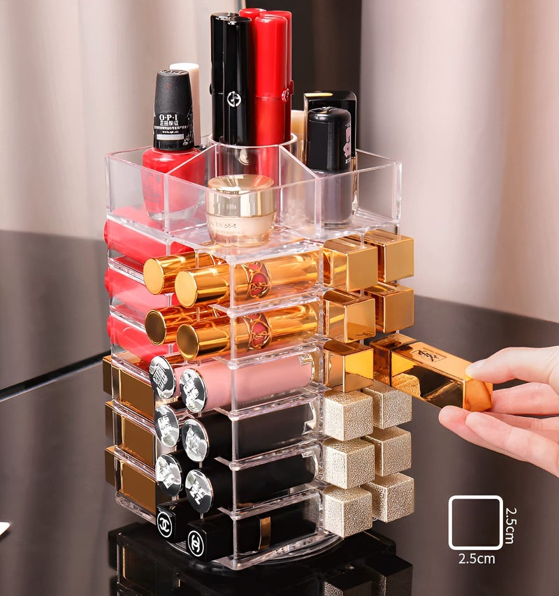 Sooyee 360 Degree Spinning Lipstick Organizer Holder 53 Spaces,Acrylic Cosmetic Display Cases for Lipstick, Brushes, Bottles, and more,Clear - Image 2