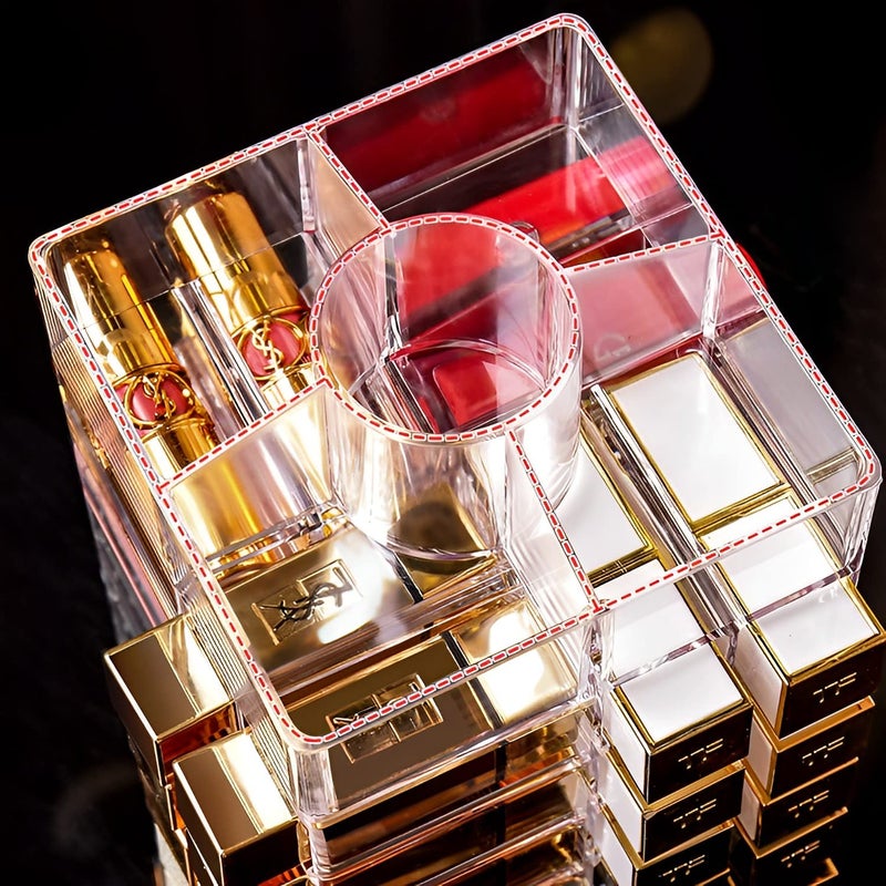 Sooyee 360 Degree Spinning Lipstick Organizer Holder 53 Spaces,Acrylic Cosmetic Display Cases for Lipstick, Brushes, Bottles, and more,Clear - Image 3
