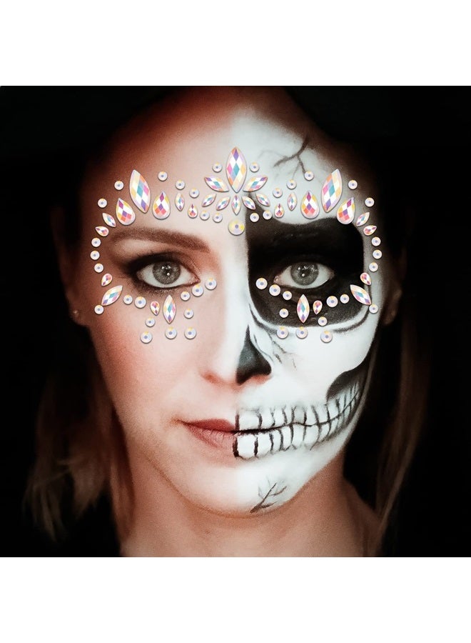 VERONNI 4 Pack Glows Face Gems Jewels, Temporary Rhinestone Stickers, Face Tattoos Glow in the Dark, Crystals Body Gems Stick on Face for Carnival Festival, Party, Outfit, Performance (C) - Image 2