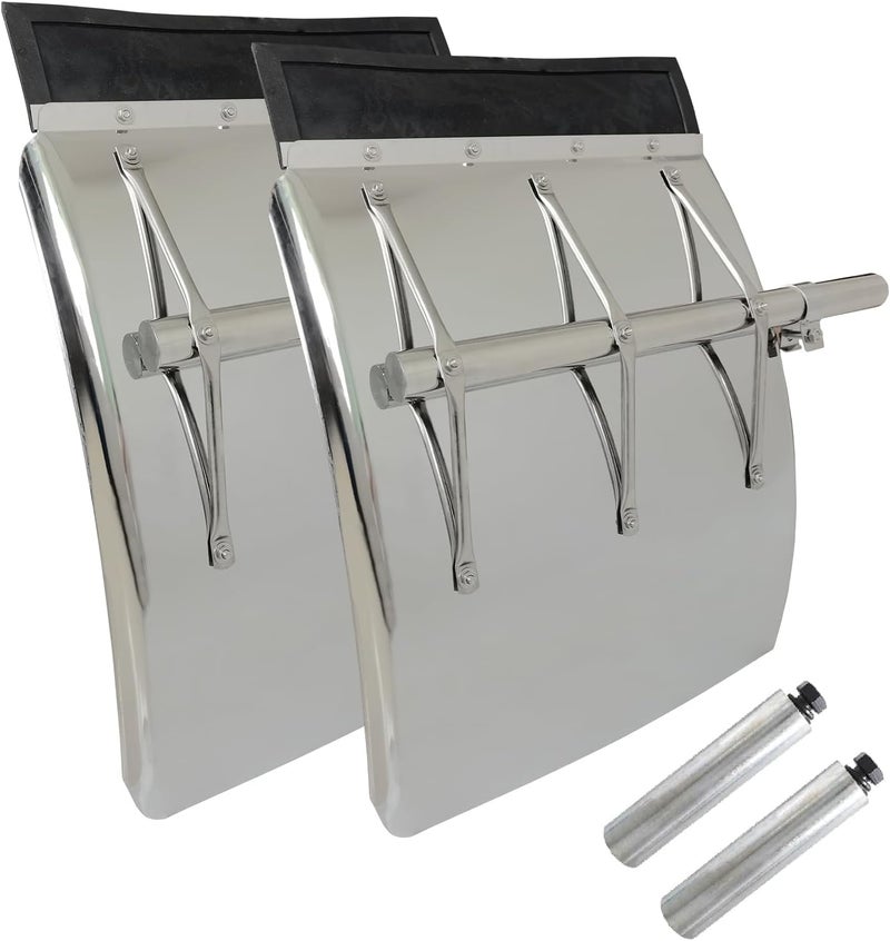 GaeaAuto 24"x31" Stainless Steel Quarter Fender Set Mud Flap Hangers with Single Bolt Mounting Bracket Fit for Semi Truck Trailer, 2 Pack - Image 2