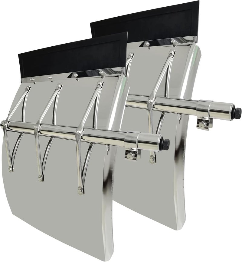 GaeaAuto 24"x31" Stainless Steel Quarter Fender Set Mud Flap Hangers with Single Bolt Mounting Bracket Fit for Semi Truck Trailer, 2 Pack - Image 1