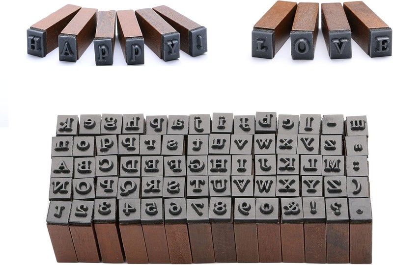 Dedoot Rubber Stamp Letters Alphabets, 70 pcs Alphabet Mini Stamps for Pottery Vintage Wooden Number and Letter Symbol for Clay Crafts, Card Making, Kids Painting - Image 4