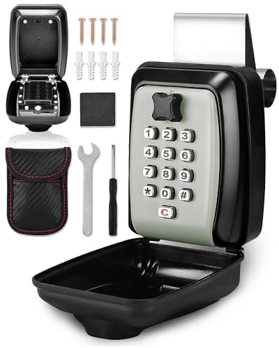 Tevlaphee Car Lock Box Punch Button Combination Car Window Key Safe Box Portable Key Storage Waterproof Security Lock Boxes for KeysCredit Cards and Cash - Image 1