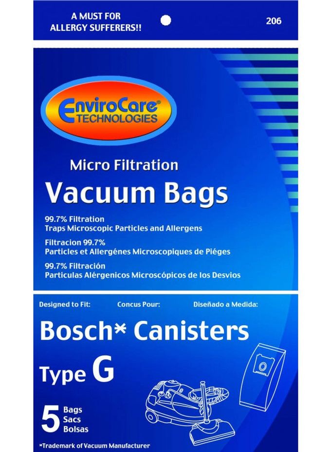 ENVIROCARE Replacement Micro Filtration Vacuum Cleaner Dust Bags Designed to Fit Bosch Type G Compact Series and Formula Series Canisters. 5 Pack - Image 2