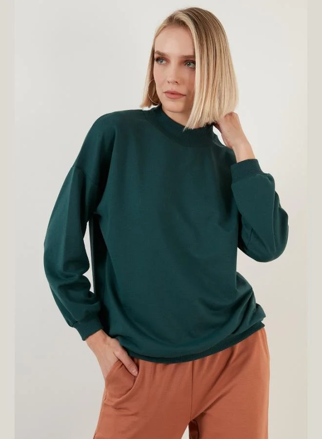 ليلا ليلا سويت شيرت قطن بياقة واقفة نسائي