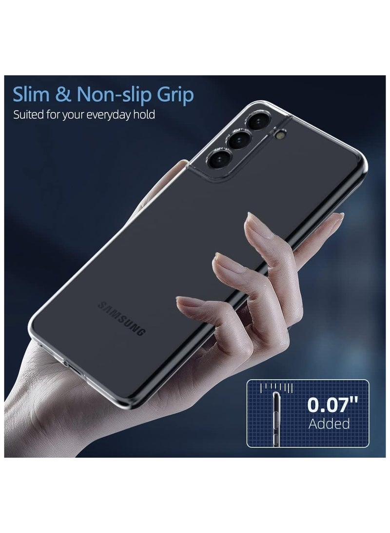 فواتير جراب شفاف مقاوم للصدمات لهاتف Samsung Galaxy S21، غير مصفر، حماية من السقوط العسكري بطول 10 أقدام، غطاء هاتف صلب شفاف مع وسائد هوائية بأربع زوايا للحماية من السقوط - Image 5
