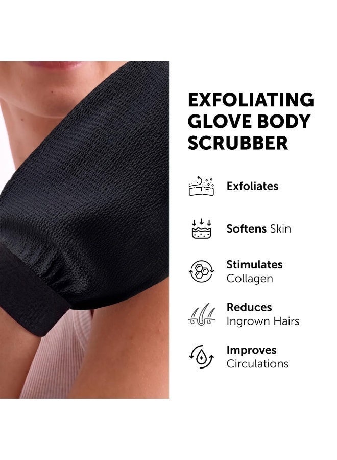 2 Pack Exfoliating Gloves, Exfoliating Mitt, Viscose Body Scrubber, Dead Skin Remover, Bath Shower Glove, Self-Tan Removal, Keratosis Pilaris for Women Men, Black - Image 5