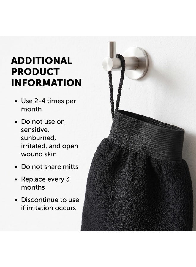 2 Pack Exfoliating Gloves, Exfoliating Mitt, Viscose Body Scrubber, Dead Skin Remover, Bath Shower Glove, Self-Tan Removal, Keratosis Pilaris for Women Men, Black - Image 4
