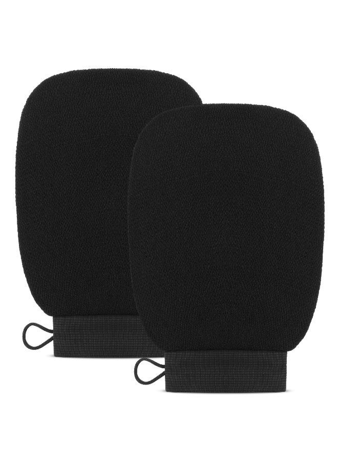 2 Pack Exfoliating Gloves, Exfoliating Mitt, Viscose Body Scrubber, Dead Skin Remover, Bath Shower Glove, Self-Tan Removal, Keratosis Pilaris for Women Men, Black - Image 1
