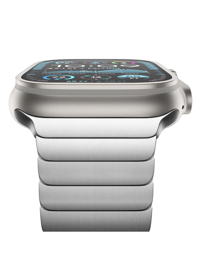 JAJEEK Stainless Steel Band for Apple Watch Ultra/Ultra 2 – Link Bracelet Metal Strap with Folding Clasp, Compatible with Apple Watch 49mm, 46mm, 45mm, 44mm, Series 10, 9, 8, 7, 6, 5, 4, 3, 2, 1 SE (Silver) - Image 2