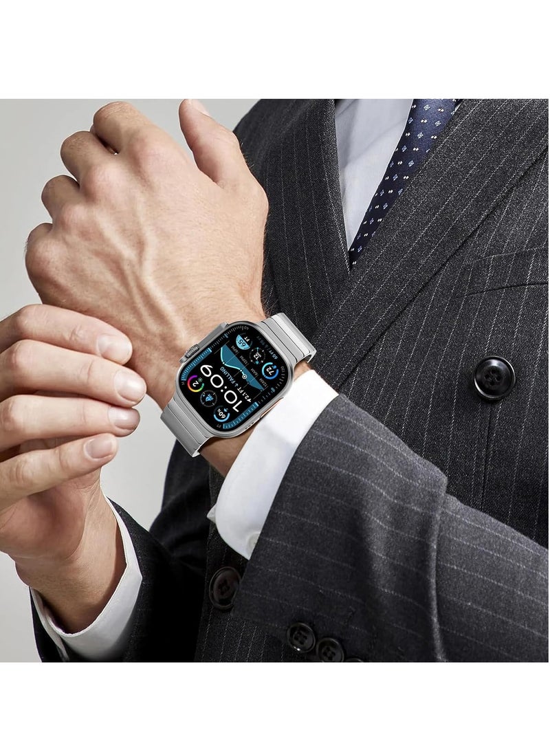 JAJEEK Stainless Steel Band for Apple Watch Ultra/Ultra 2 – Link Bracelet Metal Strap with Folding Clasp, Compatible with Apple Watch 49mm, 46mm, 45mm, 44mm, Series 10, 9, 8, 7, 6, 5, 4, 3, 2, 1 SE (Silver) - Image 3