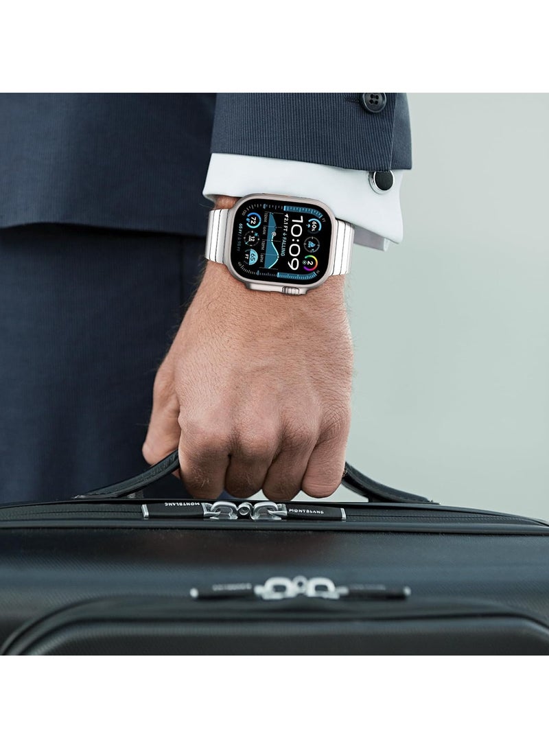 JAJEEK Stainless Steel Band for Apple Watch Ultra/Ultra 2 – Link Bracelet Metal Strap with Folding Clasp, Compatible with Apple Watch 49mm, 46mm, 45mm, 44mm, Series 10, 9, 8, 7, 6, 5, 4, 3, 2, 1 SE (Silver) - Image 4