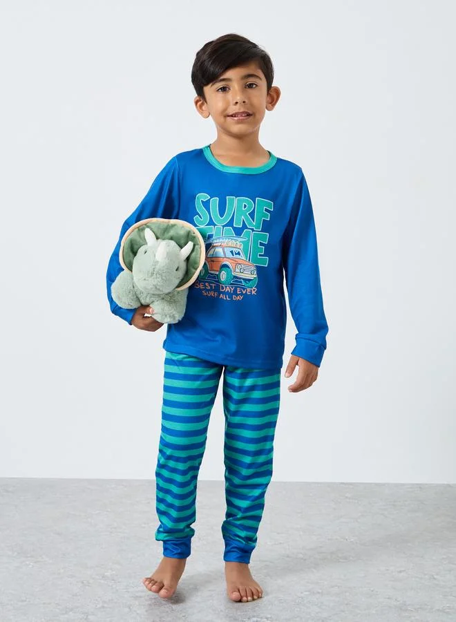 ستايلي Styli Boys Graphic Print T-Shirt and Pyjama Set
