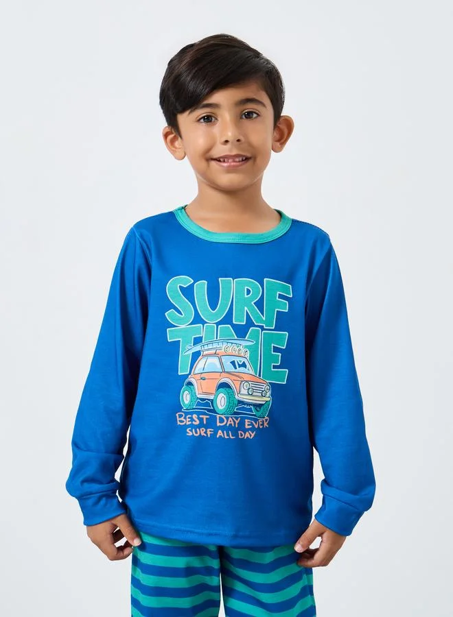 ستايلي Styli Boys Graphic Print T-Shirt and Pyjama Set