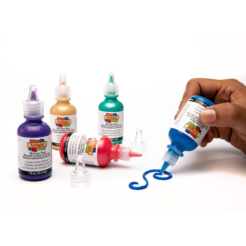 Scribbles Bulk Buy: Scribbles Glitter 3D Paint Glitter - Pack of 20 Glitter, Nontoxic & Permanent Dimensional Paints for Fabrics, T-shirts, Backpacks, Posters, Glass, Wood and More - Image 5