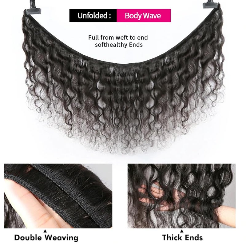MDL 12A Body Wave Bundles Human Hair 16 18 20 Inch Human Hair Bundles 100% Unprocessed Brazilian Virgin Hair 3 Bundles weave for Black Women Natural Color - Image 5