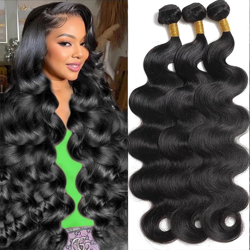 MDL 12A Body Wave Bundles Human Hair 16 18 20 Inch Human Hair Bundles 100% Unprocessed Brazilian Virgin Hair 3 Bundles weave for Black Women Natural Color - Image 1