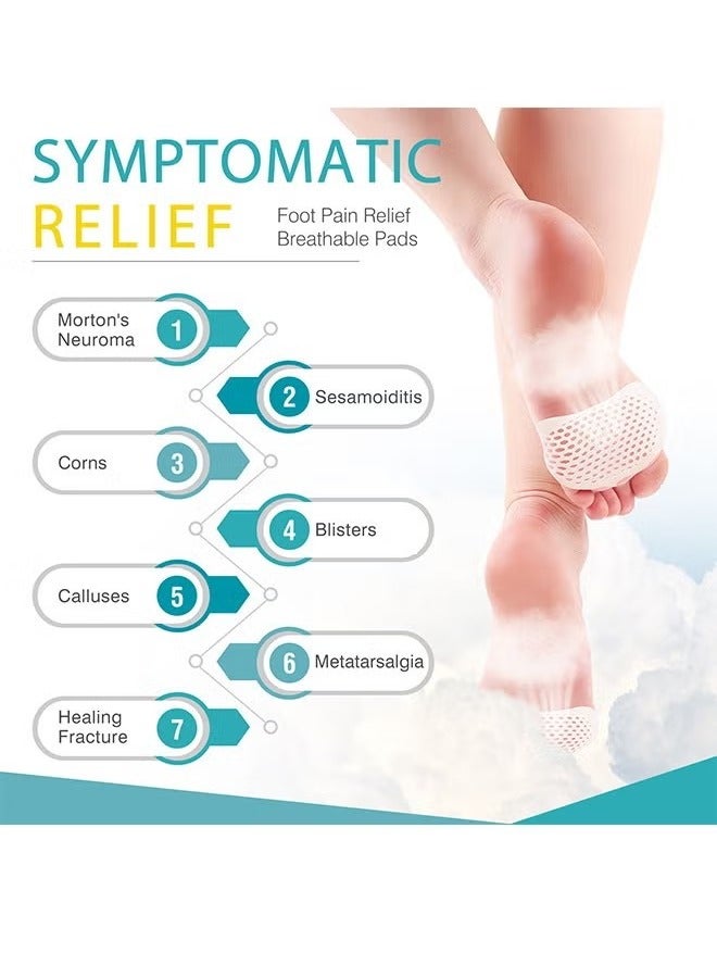 Sefudun 6Pairs Silicone Forefoot Pad Metatarsal Pads Ball Of Foot Cushions Support Soft Gel Foot Cushion For Reducing Forefoot Pain Callus Blisters White - Image 2
