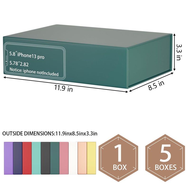ROSTELACK Green Gift Box 11.9" x 8.5" x 3.3" with Magnetic Closure Lid Gifts Boxe for Presents,Bridesmaid Gift Boxes,Cute Box,Birthday Gifts Boxe,Luxury for Gift Packaging, Magnetic Gifts Boxes for Wrapping Gift - Image 2