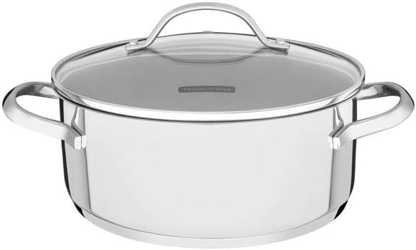 Tramontina 16CM Stainless Steel Shallow Casserole with Glass Lid - Image 1