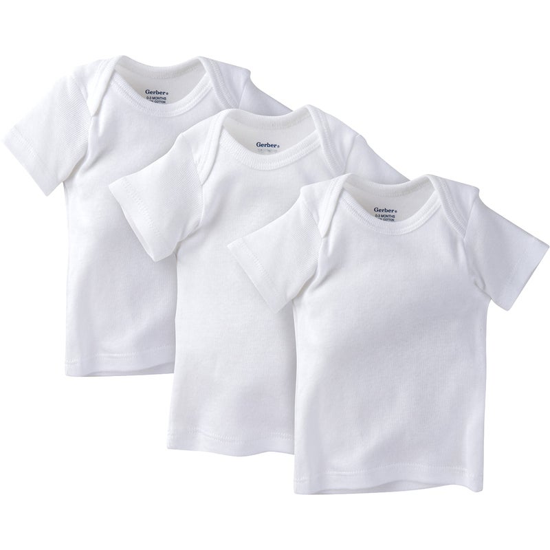 Gerber Gerber Baby 3-Pack Short-Sleeve Slip-On Shirts, White, 0-3 Months  - Image 4