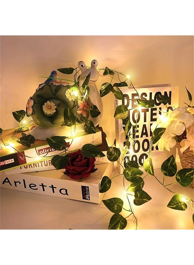 78.74 Inch LED Vine Lights With Artificial Green Ivy Leaves Battery Powered Outdoor String Lights - Image 1