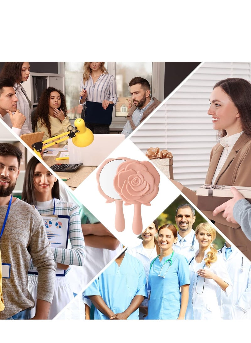 SYOSI Mini Rose Mirror, Pocket Mirror Bulk Rose Design Compact Princess Mirror, Plastic Portable Handheld Makeup Mirror, for Bridal Shower Favor Quinceanera Party Favors for Guests, 8 Pcs - Image 5