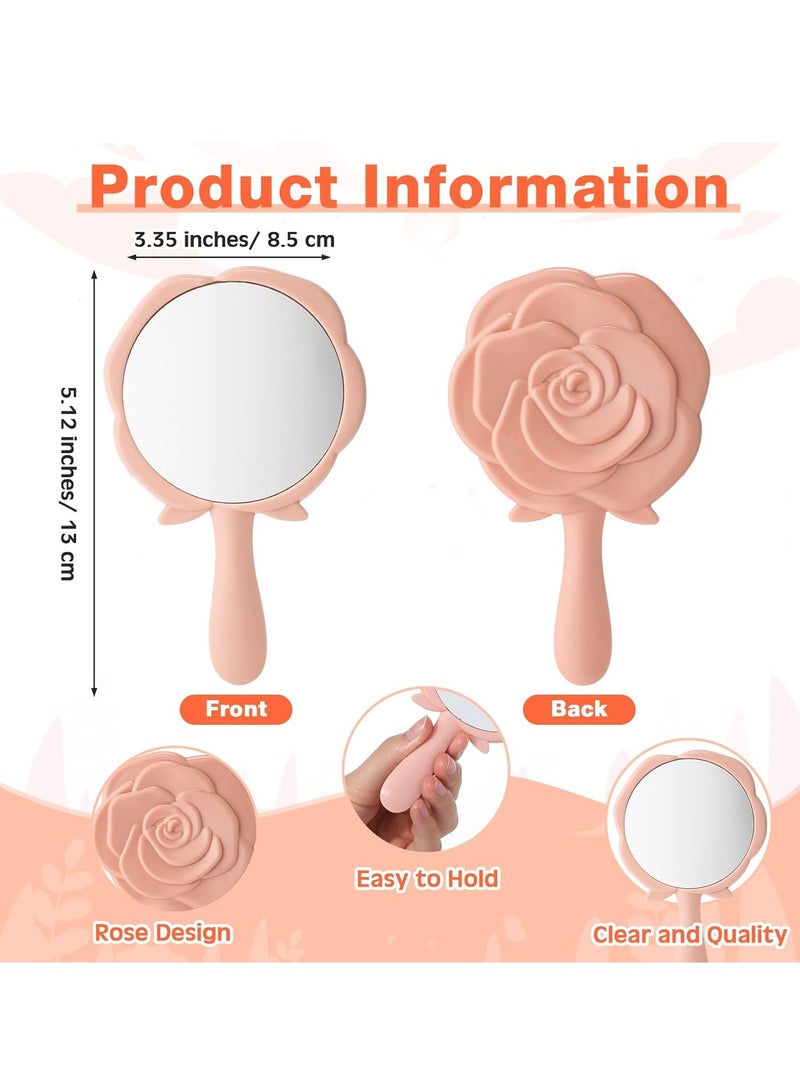 SYOSI Mini Rose Mirror, Pocket Mirror Bulk Rose Design Compact Princess Mirror, Plastic Portable Handheld Makeup Mirror, for Bridal Shower Favor Quinceanera Party Favors for Guests, 8 Pcs - Image 2
