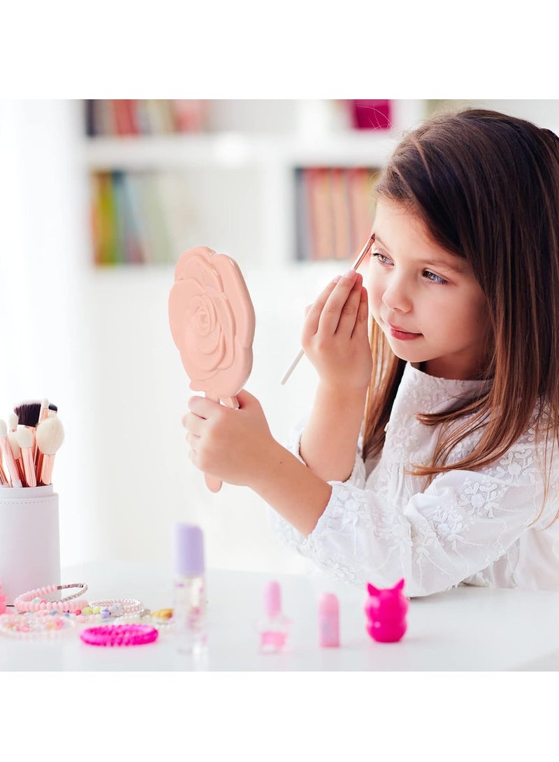 SYOSI Mini Rose Mirror, Pocket Mirror Bulk Rose Design Compact Princess Mirror, Plastic Portable Handheld Makeup Mirror, for Bridal Shower Favor Quinceanera Party Favors for Guests, 8 Pcs - Image 4