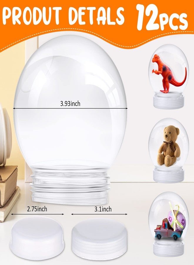 Mimorou 12 Pcs 3.9 Inch DIY Snow Globe Bulk Clear Water Globe with Screw Off Cap Plastic Empty Snow Craft for Home DIY Craft Wedding Decoration - Image 2