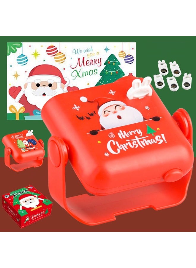 Mini Santa Christmas Pattern Projector Toy for Children, 5 Interchangeable Slides Wall Ceiling Projection Lamp, Portable Xmas Night Light Decor, Ideal Christmas Stocking Stuffer Gift for Toddlers - Image 1