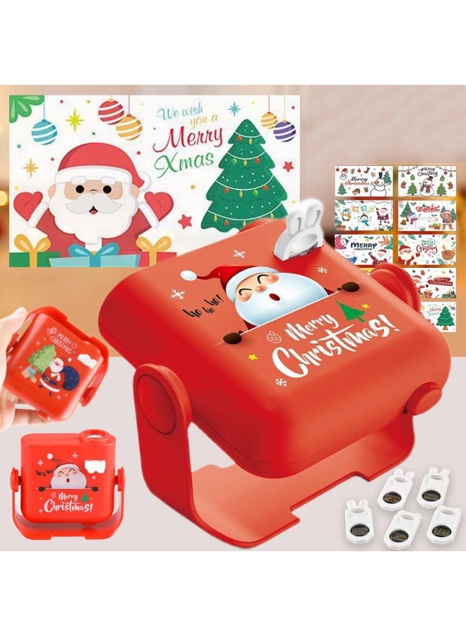 Mini Santa Christmas Pattern Projector Toy for Children, 5 Interchangeable Slides Wall Ceiling Projection Lamp, Portable Xmas Night Light Decor, Ideal Christmas Stocking Stuffer Gift for Toddlers - Image 2